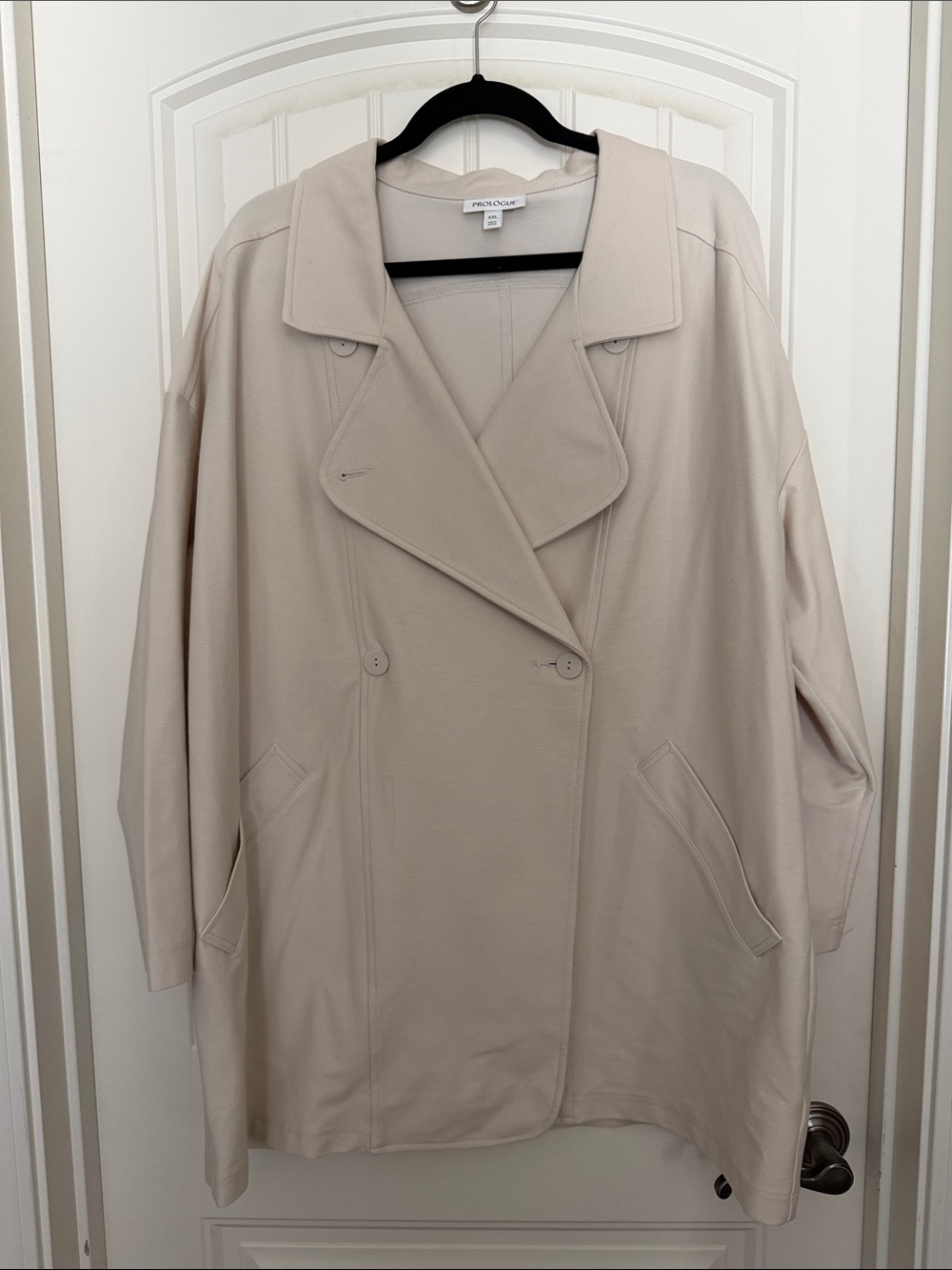 Prologue Relaxed Cream Double-Breasted Trench Knit Coat/Jacket. Worn only once.
